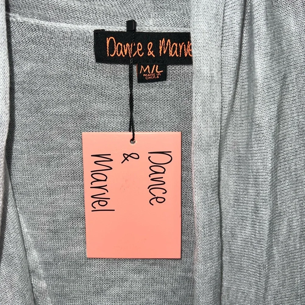 New Dance and Marvel lightweight gray cardigan in size Medium/ Large.